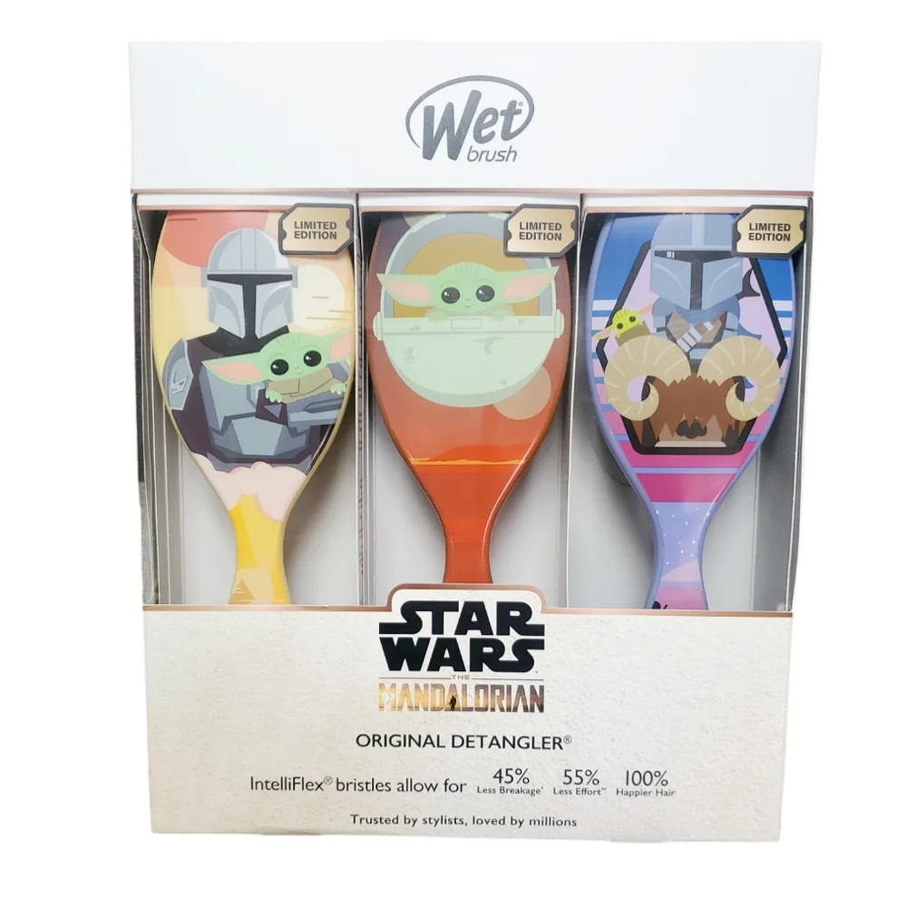 Wet Brush Star Wars Mandalorian Original Detangler Limited Edition 3 Pack NIB